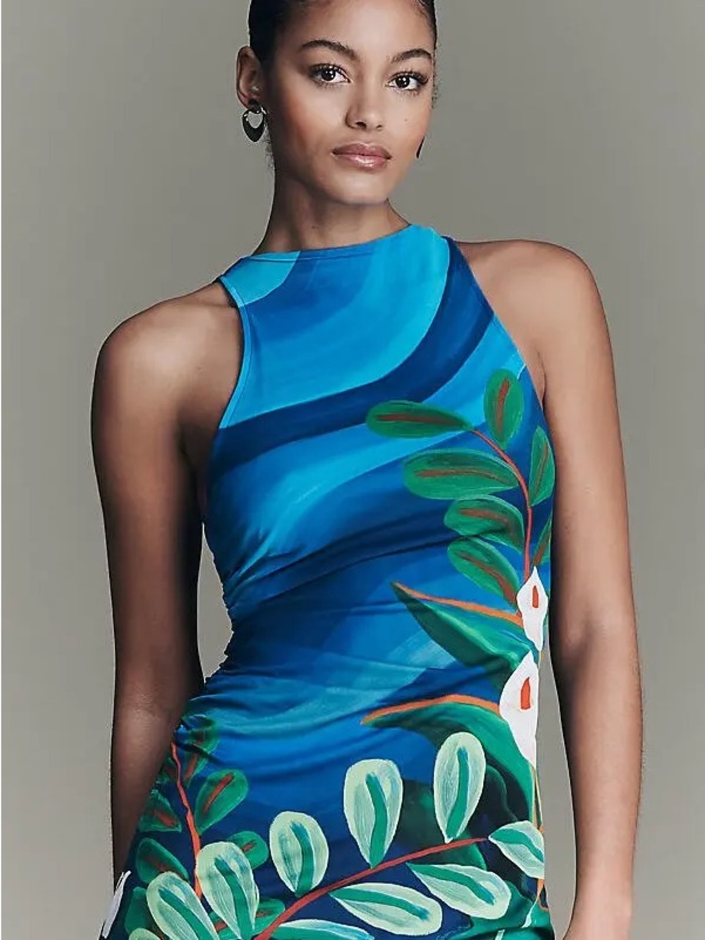 FARM RIO PRINTED SLEEVELESS MIDI DRESS - Floral Wave - Picture 2 of 3